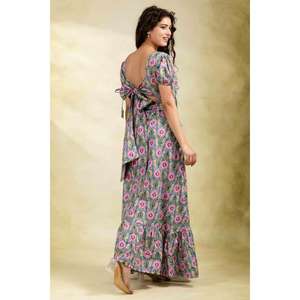 Vestido Maxi Largo de Algodón Estampado Hecho a Mano, Ecológico, Lavable, para Mujer, Verano, Corte Regular, Ropa Casual - Product Image 2