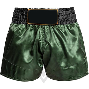 Nouveauté - Short de boxe en satin vert léger et sophistiqué avec taille élastique confortable pour le Muay Thai - Product Image 1