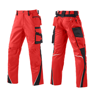 Men's Hi Visibility Reflective Red Polyester <b>Work</b> <b>Pants</b> with <b>Black</b> Accents and Multiple Pockets for Practical Use - Product Image 1