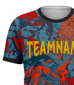 T-shirt de sport pour homme Corex, imprimé par sublimation, manches courtes, col rond, séchage rapide, coupe classique, motif bleu, rouge, jaune - Product Image 4