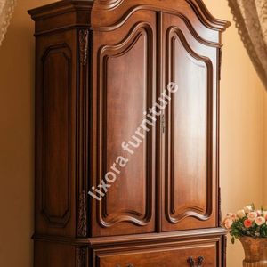 Luxury Handcrafted Solid Wood 2 Door <b>Wardrobe</b> Ornate Victorian Carving Premium Finish Armoire - Product Image 3