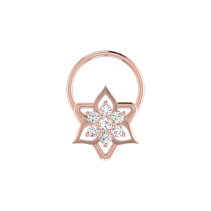 AJRETAIL แหวนจมูกทองคำ 14K ทรงกลมเจียระไนแบบบริลเลียนต์ 0.06 กะรัต เพชรธรรมชาติ ลายดอกไม้ สไตล์ชาติพันธุ์ เครื่องประดับร่างกายสำหรับผู้หญิง - Product Image 2