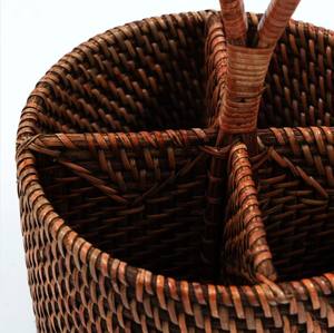 Porte-ustensiles en rotin écologique de haute qualité, tissé à la main, 4 compartiments, léger, sûr pour les aliments, organisateur de vaisselle - Product Image 5