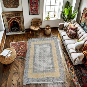 Décoration artisanale 100 % coton style bohème, motif floral imprimé au bloc, écologique, pour la maison, le jardin, la voiture, intérieur, extérieur, et la prière - Product Image 1