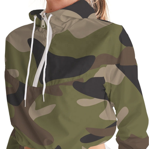 New Streetwear Fashion <b>Camo</b> Women's Cropped Windbreaker Hoodie Custom Logo Outerwear Half Zipper Winter Sports Harajuku <b>Jackets</b> - Product Image 3