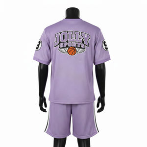 Men <b>Mesh</b> Jersey <b>Shorts</b> Set Premium GSM Polyester Breathable Sportswear Purple Color Custom Sublimation Logo <b>short</b> set for men's - Product Image 2