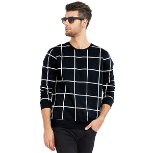 Camisa de punto de algodón de manga larga informal para hombre, con patrón geométrico de cuadrícula, para otoño, anti-bolitas, cuello en V, manga completa - Product Image 4