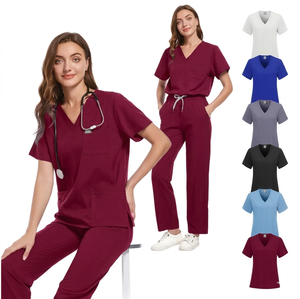 New V-neck Surgery Room Nurse Set Hospital Nursing Uniform Women Dental Work Uniform <b>Scrub</b> Suit High Quality <b>Clothes</b> Spa Uniform - Product Image 2