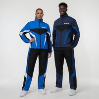 Conjunto Cortavientos Unisex con Cremallera Completa, Chaqueta Ligera Impermeable y Transpirable, Pantalones Jogger Ajustados con Franja Lateral, Estampado Primaveral