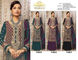 Shalwar Kameez en georgette lourde avec broderie de séquence et de fils multiples | Dupatta avec impression numérique et finition Latkan - Product Image 6