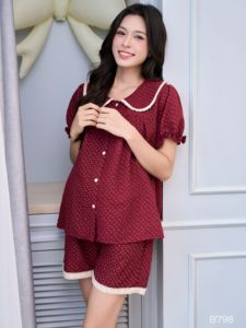 Conjunto de Shorts de Lino Rojo con Estampado Floral, Fresco y Suave, B798, Ropa de Maternidad Absorbente de Sudor para Mujeres Embarazadas, Precio al por Mayor - Product Image 6