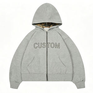 Sudadera con capucha y cremallera completa de mezcla de algodón al por mayor, marca privada para marcas de ropa emergentes - Product Image 3