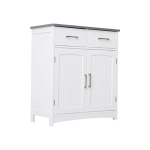 FRALIMK a due cassetti bianco grigio MDF in legno credenza Bar caffè Buffet con ripiani regolabili e porte ad arco - Product Image 4