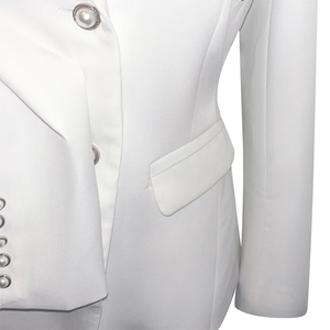 Blazer unisexe élégant blanc de qualité supérieure, coupe classique, à un bouton, veste de costume d'affaires, pour femme de bureau, mode formelle, fermeture éclair, grandes tailles - Product Image 2