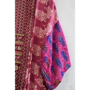 Robe kimono en soie patchwork bohème pour femmes, longue robe de nuit fluide, vêtements de détente artistiques - Product Image 2