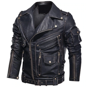 Men's Black Leather <b>Jacket</b> Motorcycle Fashion Men Slim Fit Leather <b>Biker</b> <b>Jacket</b> Coat Wholesale Leather <b>Jackets</b> for Men - Product Image 1