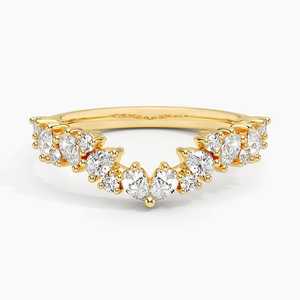 Bague en or jaune massif 18 carats avec diamant de laboratoire, taille poire, ronde, brillant, pour femme, vente en gros - Product Image 2