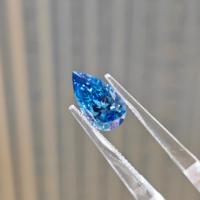 Diamant bleu Azure Mist 3.00 - 3.10 CTS, taille poire, fantaisie intense, clarté VVS2 VS1, certifié IGI, cultivé en laboratoire pour la fabrication de bijoux