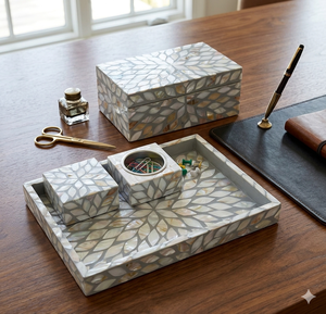 Customized Giveaway Gifts <b>Box</b> set of Incense Bakhoor Burner and with storage of bakhoor made by Mother of pearl gifts low price - Product Image 3