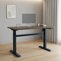 Bureau électrique moderne convertible à hauteur réglable, directement d'usine, durable, pour position assise ou debout, avec plateau en bois et structure en acier, moteur unique