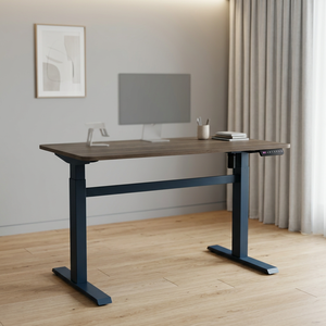 Bureau électrique moderne convertible à hauteur réglable, directement d'usine, durable, pour position assise ou debout, avec plateau en bois et structure en acier, moteur unique - Product Image 1