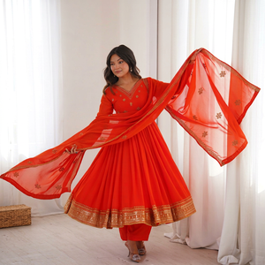 Vestido kurta tradicional de seda hasta el suelo, de secado rápido, corte holgado, para fiestas, bodas, Diwali, informal, para todas las estaciones, para mujer. - Product Image 6