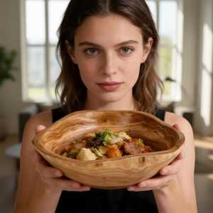 Farmhouse Acacia Wood Straight-Side Shaped Serving <b>Bowl</b> Decorative <b>Snack</b> <b>Bowl</b> Set Wooded Footed <b>Bowl</b> Coastal Shabby - Product Image 3