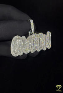 Pendentif de luxe « QUEEN » avec diamant Moissanite et chaîne cubaine, bijoux Hip Hop - Product Image 5