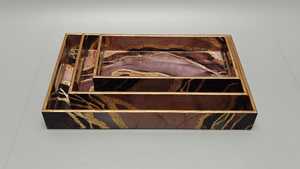 Designer Wooden Meena Enamel Work Tray Handmade Printed Snack Serving Platter Organizer Modern Craftsmanship - Product Image 3