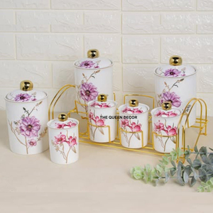 Nouvelle collection d'accessoires de cuisine et d'intérieur en laiton décoratif de luxe, plaqué or avec pierres précieuses en résine, boîte à épices - Product Image 4