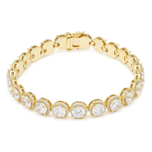 Bracelet tennis en moissanite, or de luxe, coupe ronde, bracelet scintillant avec halo, bijoux pour femmes, élégant, cadeau de mariage - Product Image 2