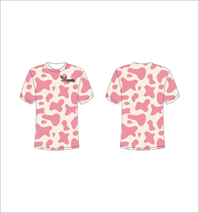 Custom Short Sleeve Sublimation T-Shirt Lightweight Athletic Apparel With Cream And Light Pink Cow <b>Animal</b> Print Pattern Design - Product Image 1