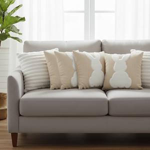 SOGA 6PC 45cm Pillowcases Elegant White Textured and White Bunny Decorative Covers <b>for</b> <b>Sofa</b> Bedroom Decorative & <b>Throw</b> Pillows - Product Image 3