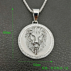 Golden Lion Head Hip Hop Charm <b>Iced</b> <b>Out</b> Bling Pendant Necklace Wild Animal King Charm Gold Silver Cuban Link <b>Chain</b> Mens Jewelry - Product Image 4