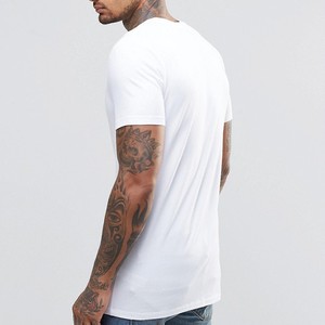 T-shirt en coton blanc à manches courtes et col rond pour homme, coupe ajustée, style décontracté, jersey tricoté, couleur unie, longueur normale - Product Image 2