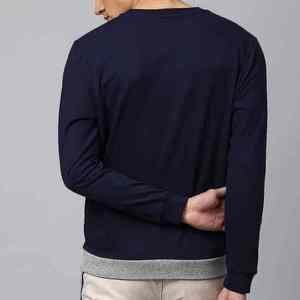 Sudadera de invierno de alta calidad ODM de forro polar con logotipo personalizado, ligera, de algodón, cuello redondo, color sólido, para hombre, 380 g/m², OEM con tela de 3 tonos. - Product Image 2