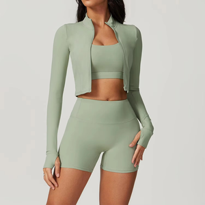Ensemble de yoga en coton de haute qualité pour femmes, 2 pièces, soutien-gorge court et short, vêtements de sport respirants, sans couture, flexibles, vêtements de sport pour la salle de sport - Product Image 5