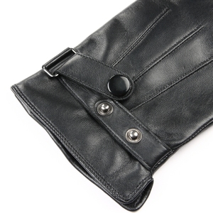 Gants de conduite en cuir de mouton noir ou marron pour homme, équipement d'extérieur tendance pour le quotidien, les fêtes et les voyages, avec doublure en laine - Product Image 4