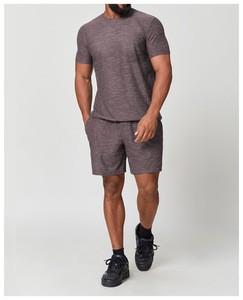 Ensemble de shorts décontractés pour hommes Ville Sports, été, uni, en spandex/coton, tricoté, respirant, 300g, séchage rapide, vêtements de sport pour la gym et le fitness - Product Image 5