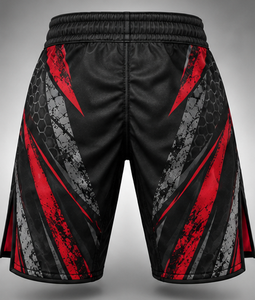 Shorts MMA pour hommes, noir, rouge, gris, imprimé par sublimation, shorts de combat athlétiques, évacuation de l'humidité, séchage rapide, respirant, extensible - Product Image 2