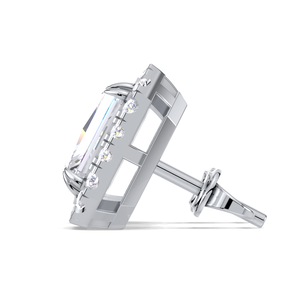 IGI Certified Lab Grown Diamond Radiant Cut Halo Stud <b>Earrings</b> Solid 925 Sterling Silver Milgrain Halo Diamond Studs - Product Image 2