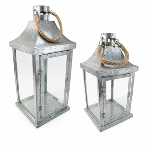 Galvanized Metal <b>Lantern</b> Rustic Candle Holder <b>Lantern</b> <b>Vintage</b> Farmhouse Decorative Iron <b>Lantern</b> for Tabletop Garden Home Decor - Product Image 5