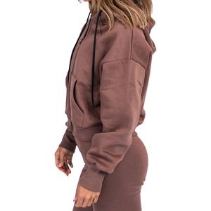 Wholesale High Quality Women's Sportswear Full <b>Zipper</b> Hooded Sweatshirts Custom Gym Fitness Badges New OEM Private Front - Product Image 5