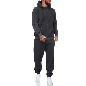 Men's Gym Fitness Fleece Sportswear Set Breathable Pullover Hooded & Sweatpants Print 2Pcs <b>Jogging</b> Tracksuit Hooded Collar - Product Image 1
