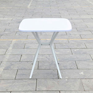 White Colored Square Molded <b>Plastic</b> <b>Table</b> with X <b>Table</b> Leg - A Compact, waterproof Outdoor <b>Plastic</b> <b>Table</b> for an Garden Evening - Product Image 1