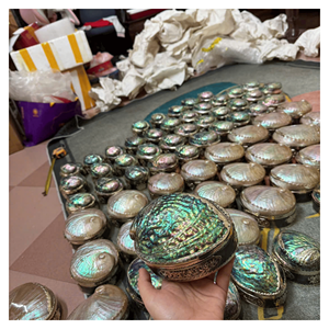 Iridescent <b>Shell</b> Jewelry Box created with natural mother of pearl <b>shell</b> and wooden frame for jewelry storage Vietnam origin - Product Image 4