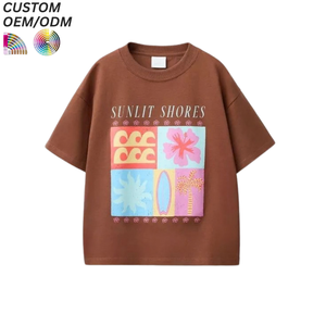 T-shirt à manches courtes pour garçons, 100 % coton compressé, col rond, avec motif d'ours de dessin animé, logo personnalisé, écologique et à séchage rapide - Product Image 5