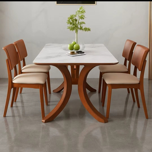 Mesa de comedor de madera con acabado rústico para casas de estilo rústico, con vetas de madera desgastadas y amplia capacidad de asientos. - Product Image 2