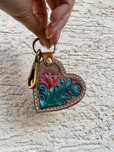 Porte-clés en cuir taillé sculpté à la main Porte-clés en cuir de forme exotique mignon Accessoires en cuir taillé Porte-clés mignons pour unisexe - Product Image 2