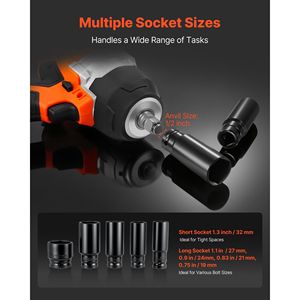 Avvitatore a impulsi elettrico da 20V senza fili, motore brushless da 1/2 pollice, coppia elevata 958.8 Ft-lbs/1300 Nm, batterie da 4Ah incluse - Product Image 5